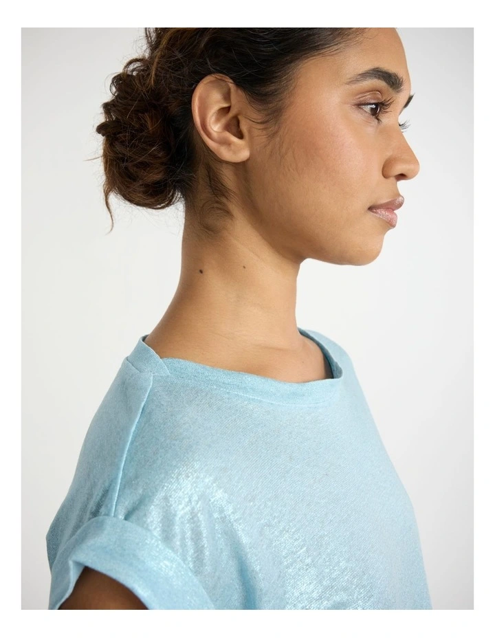 Daylight Foil Linen Tee in Aqua image 4