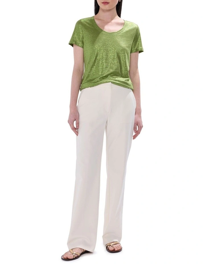 Bejeweled Foil Scoop Neck Tee in Olive image 2