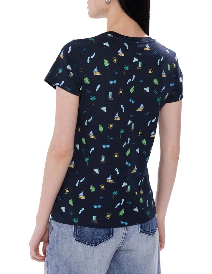 Fanta-Sea Island Cotton Tee in Navy Multi image 4