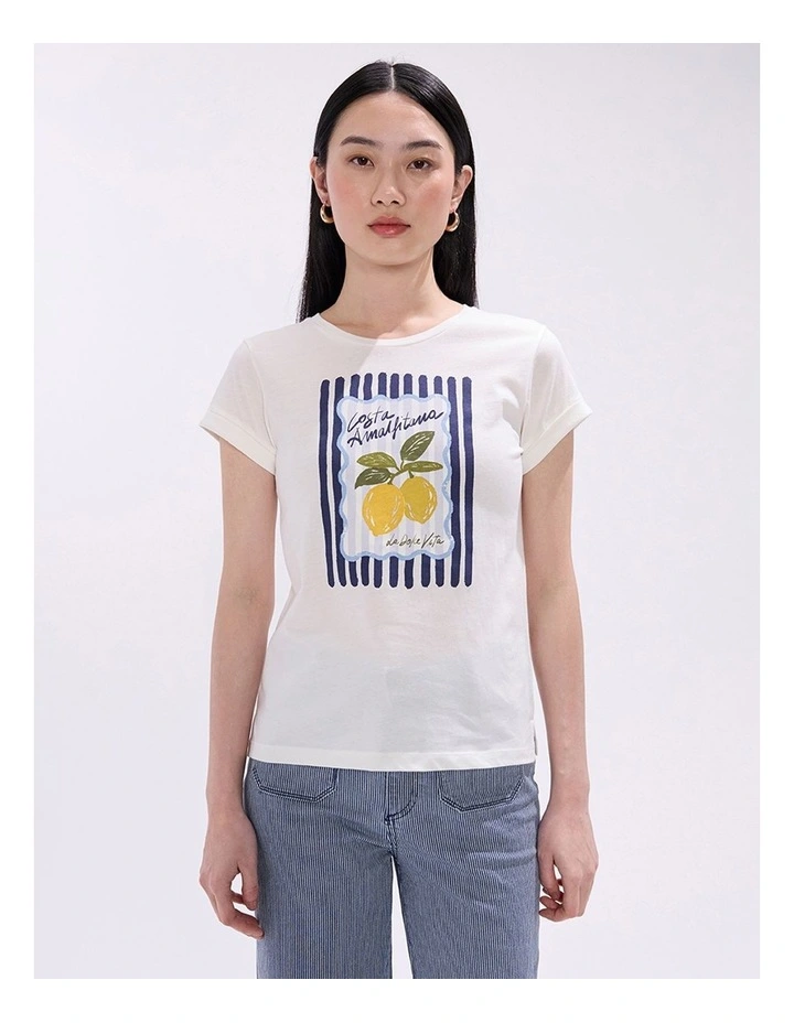 Peeling Pressure Tee in Ivory Multi image 1
