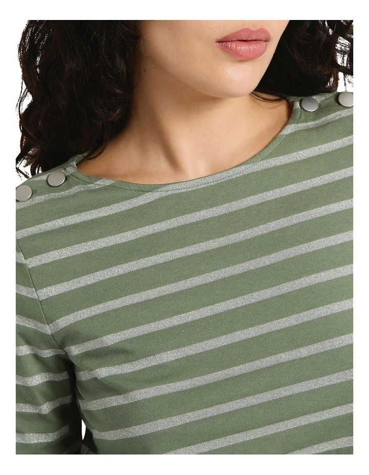 Gabrielle Lurex Stripe Top in Green Stripe image 3