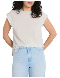 Julia Boxy Tee in Silver Sparkle