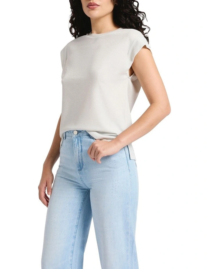 Julia Boxy Tee in Silver Sparkle image 3