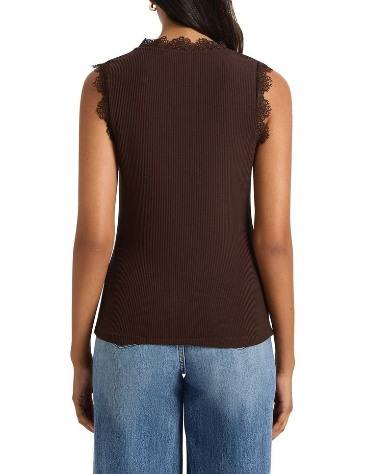 Sadie Lace Trim Tank in Gravel image 2