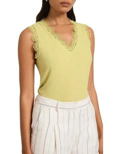 Sadie Lace Trim Tank in Prost