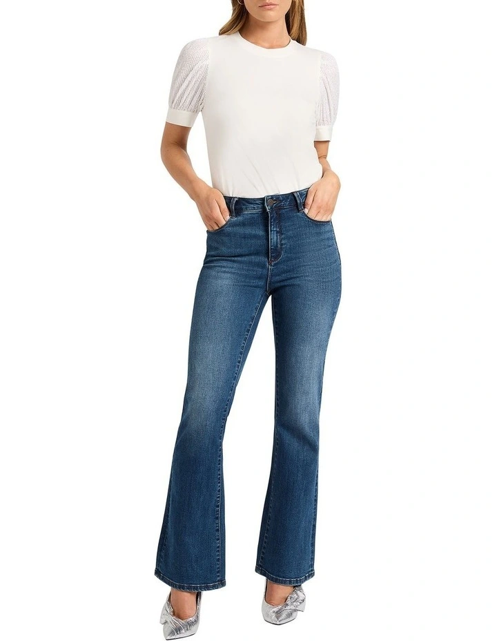 Molly Sequin Sleeve Tee in White image 4