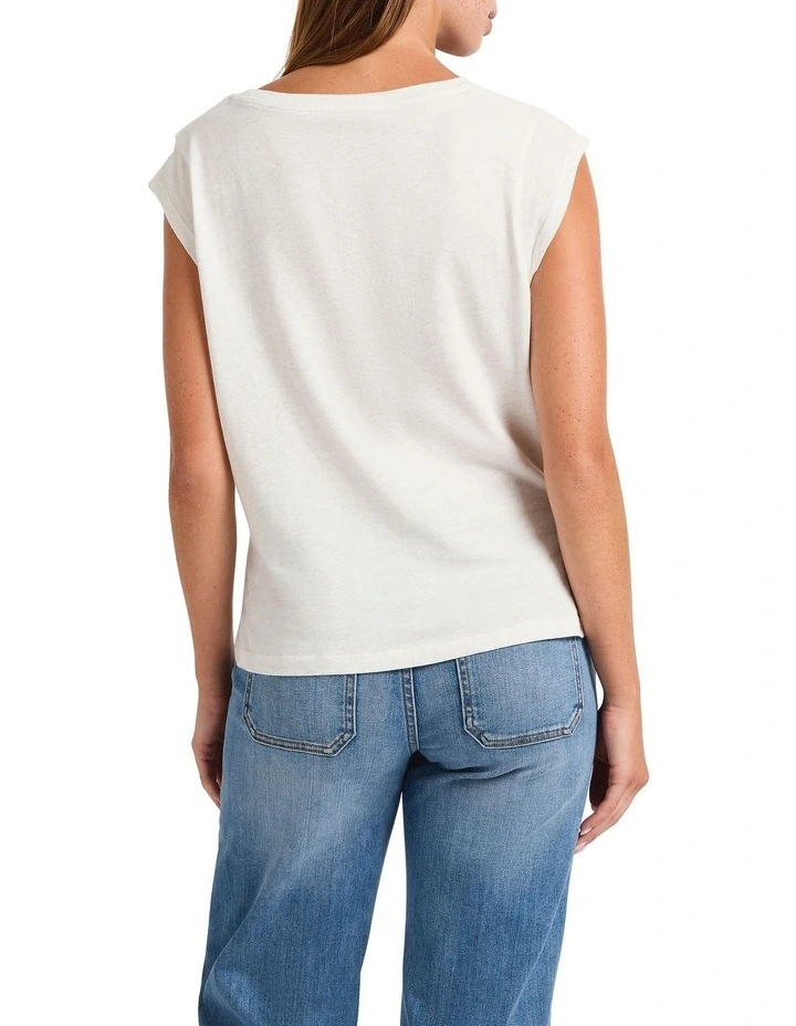 Coi Jersey Sparkle Top in White image 2