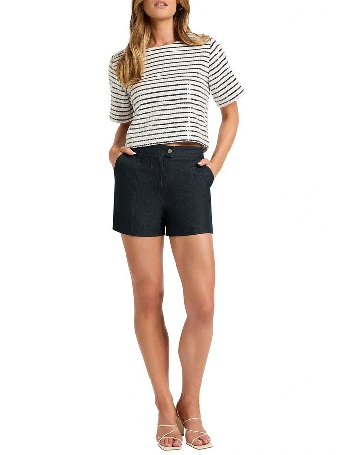 Liv Sequin Crop Tee in Black Stripe image 4