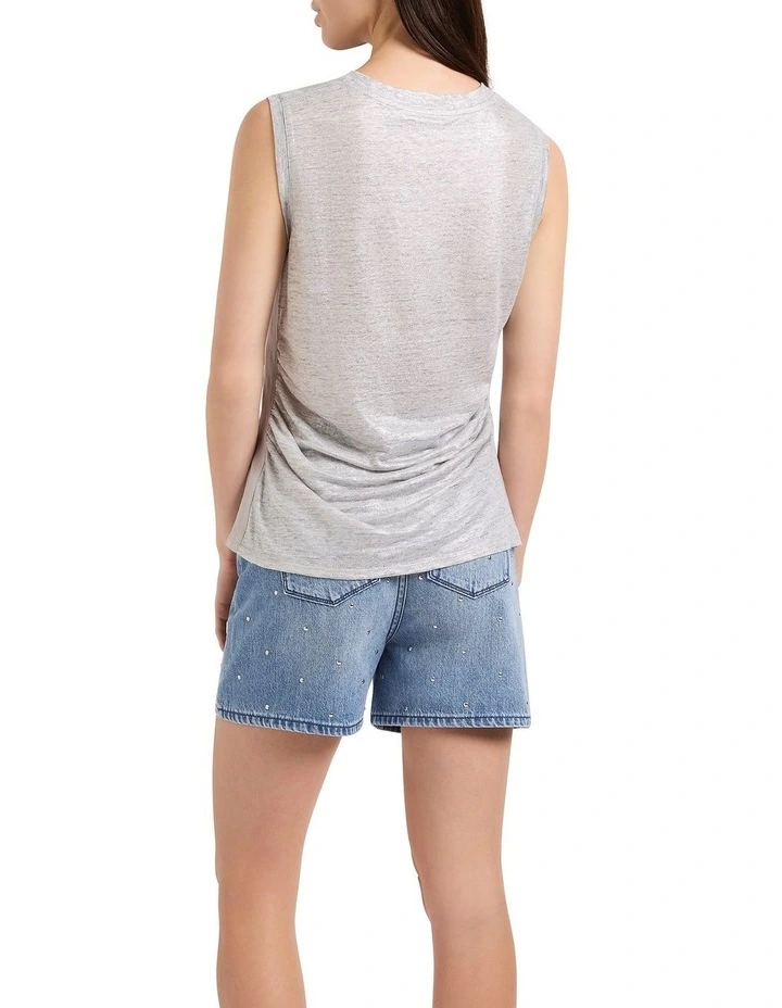 Etoile Foil Linen Tank in Silver image 2