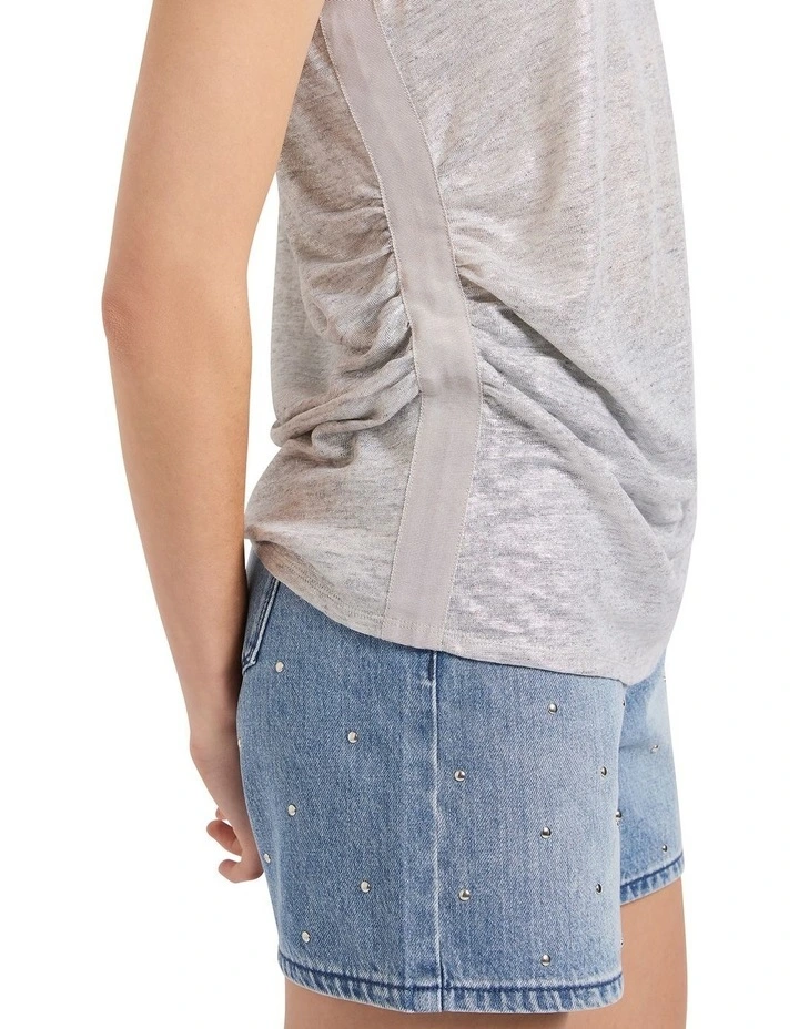 Etoile Foil Linen Tank in Silver image 4