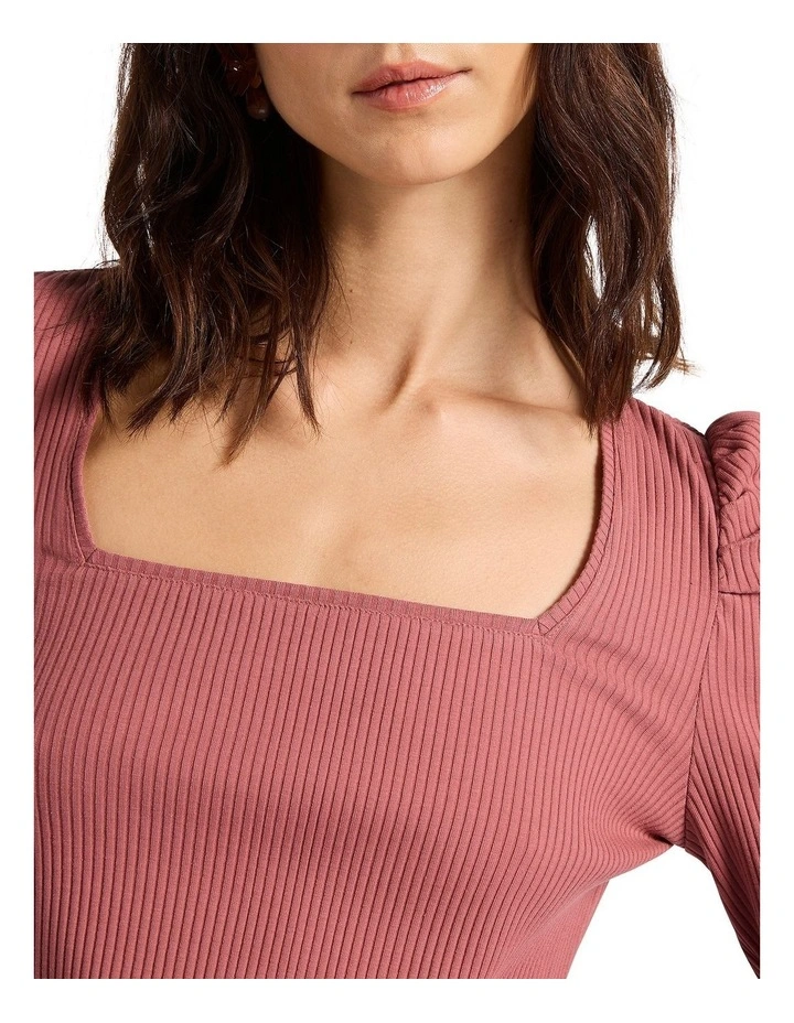 Call On Me Rib Top in Dusty Pink image 2