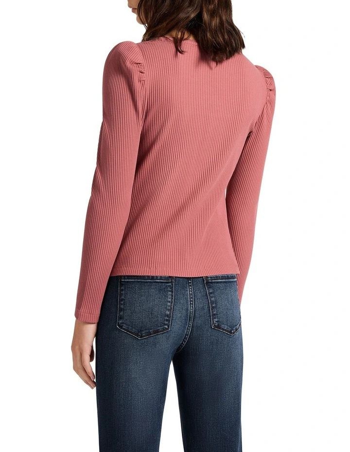 Call On Me Rib Top in Dusty Pink image 4