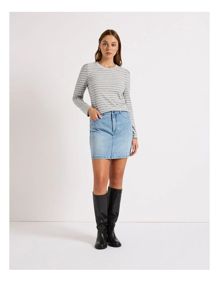 Dianne Stripe Rib Top in Navy Stripe image 1