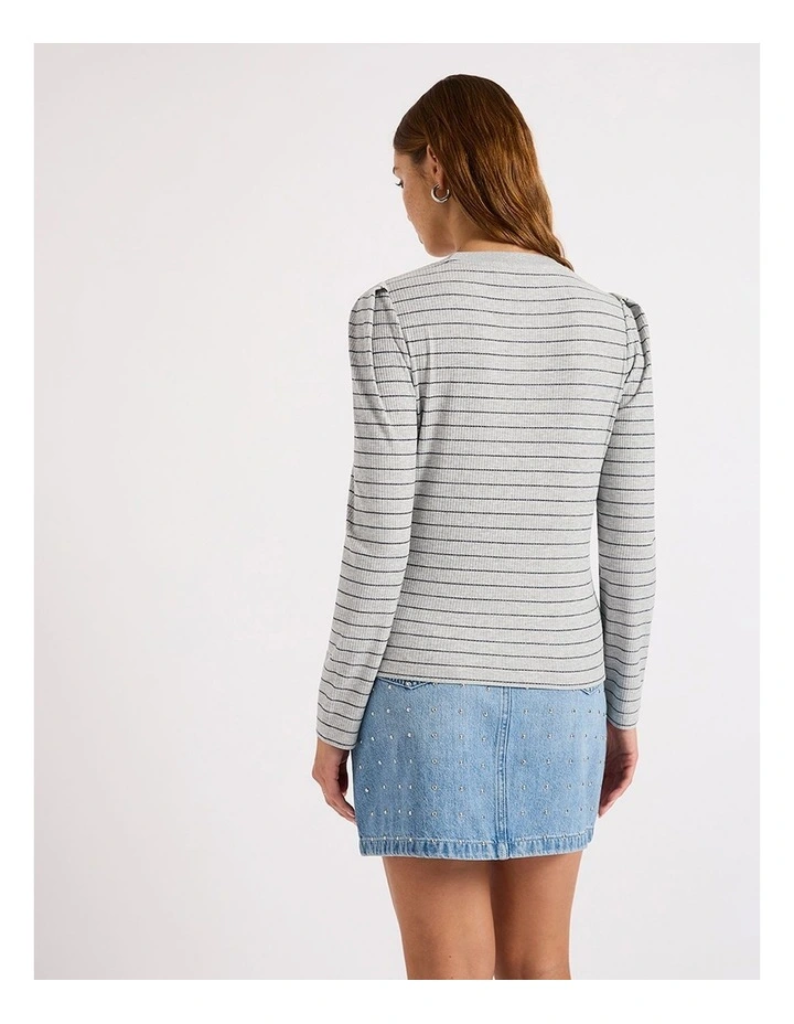 Dianne Stripe Rib Top in Navy Stripe image 3