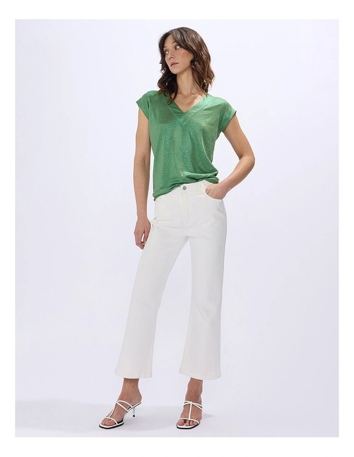 Afterglow Foil Linen Tee in Cactus Green image 1