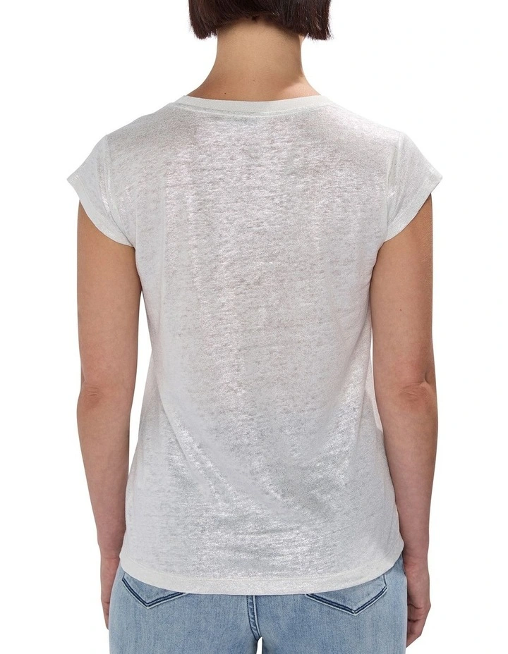 As Love Glows Foil Linen Tee in Ivory image 4