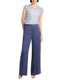 Shining Sun Foil Linen Tee in Blue Stripe