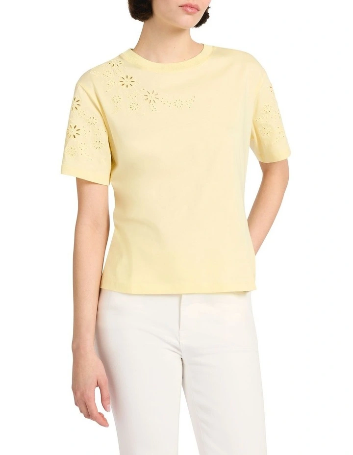 Cornelia Embroidered Tee in Butter image 1