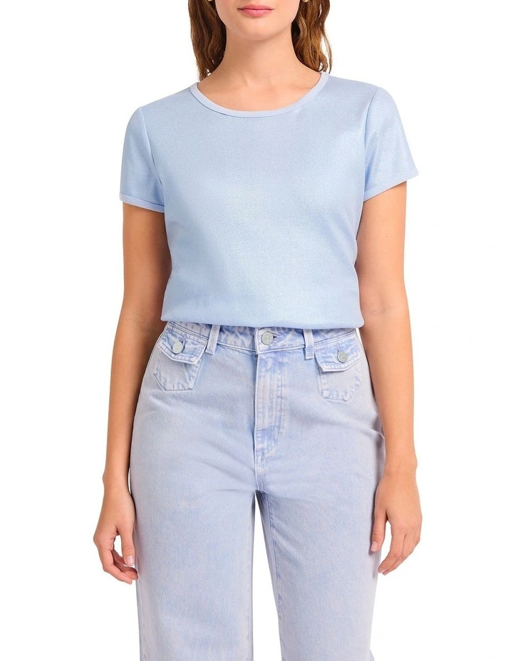 Cassandra Rib Foil Tee in Periwinkle image 2