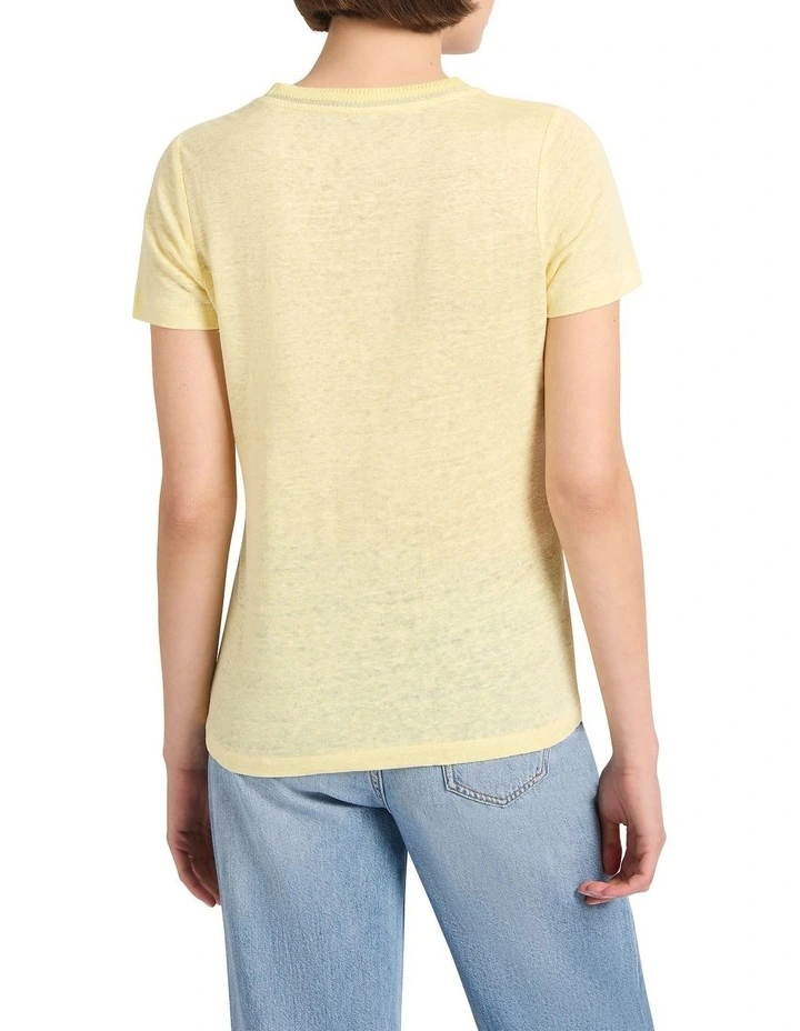 Kat Linen Crew Neck Tee in Butter image 4