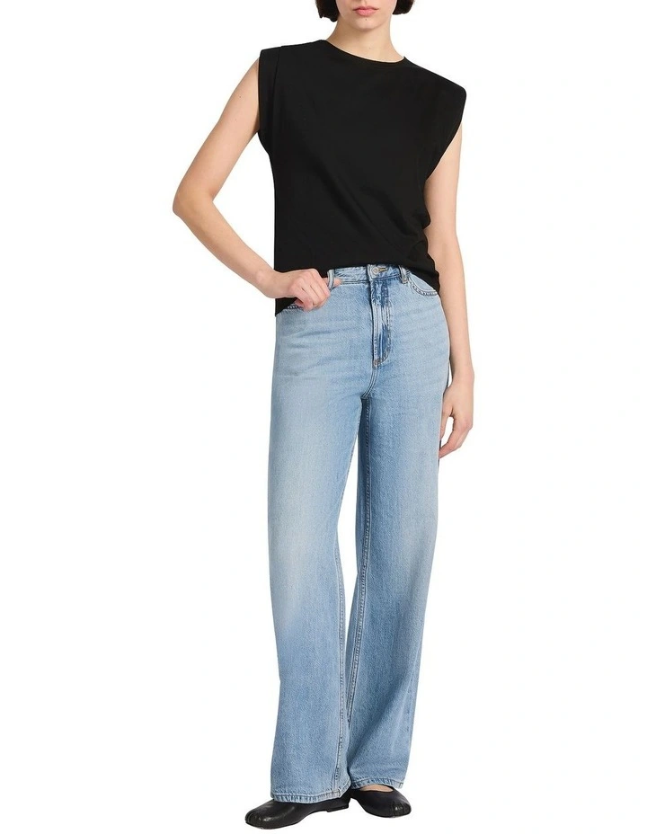 Darcy Mercerised Cotton Tee in Black image 1