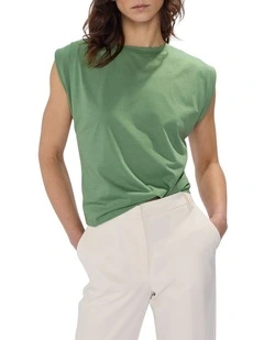 Darcy Mercerised Cotton Tee in Cactus Green
