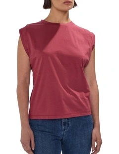 Darcy Mercerised Cotton Tee in Dark Mahogany