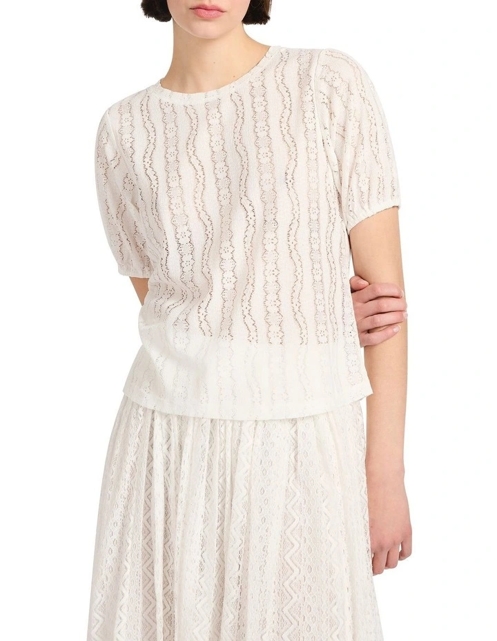 Elinor Textured Top in Ivory image 3