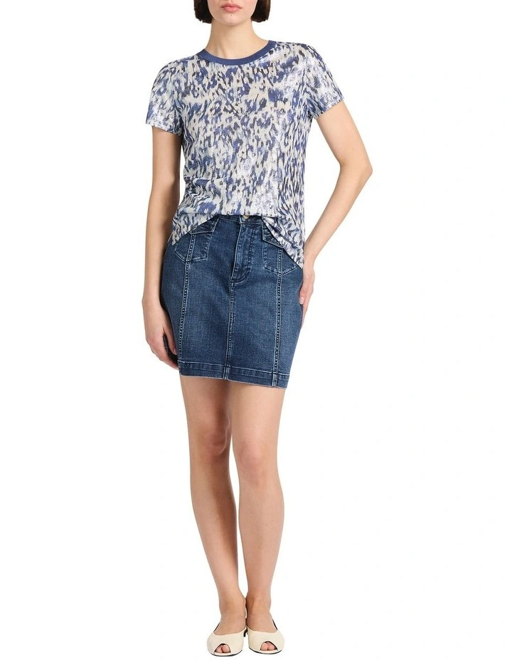 Safari Foil Linen Tee in Blue Multi image 1