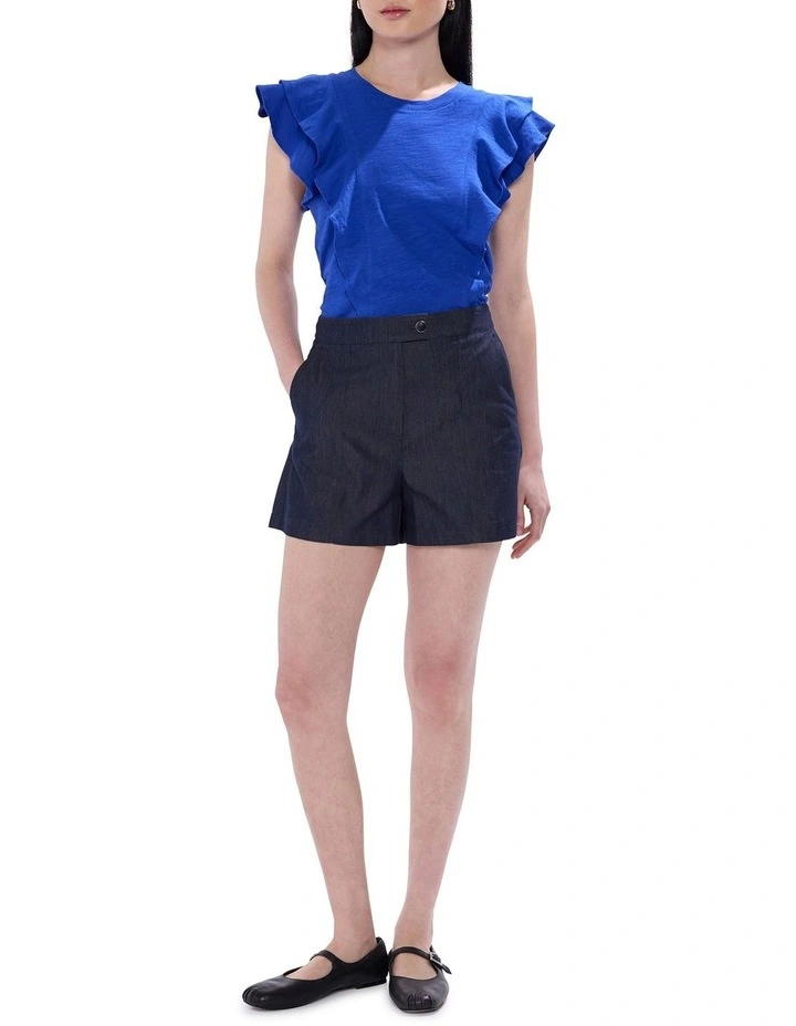 Violet Cotton Ruffle Top in Cobalt Blue image 2