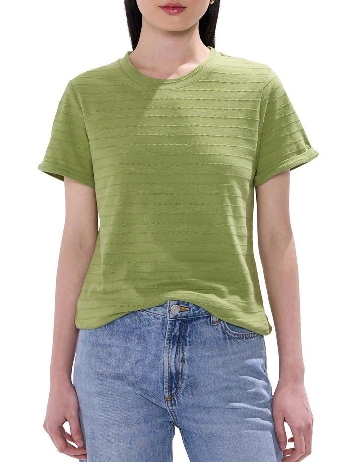 Sana Textured Tee in Olive image 1