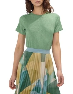 Mina Textured Tee in Cactus Green
