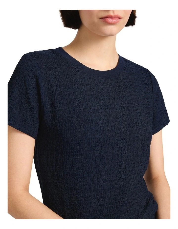 Mina Textured Tee in Navy image 3