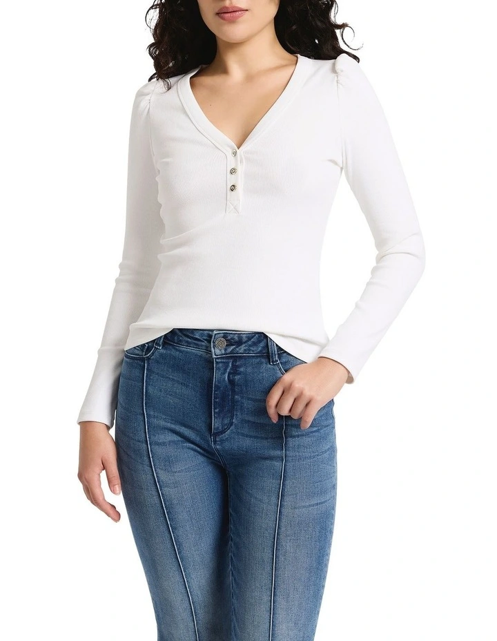 In The Jungle Rib Top in Ivory image 1