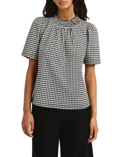 Cece Mock Neck Top in Black/White