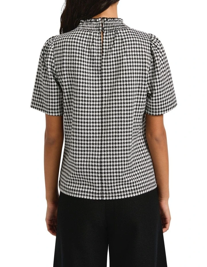 Cece Mock Neck Top in Black/White image 2