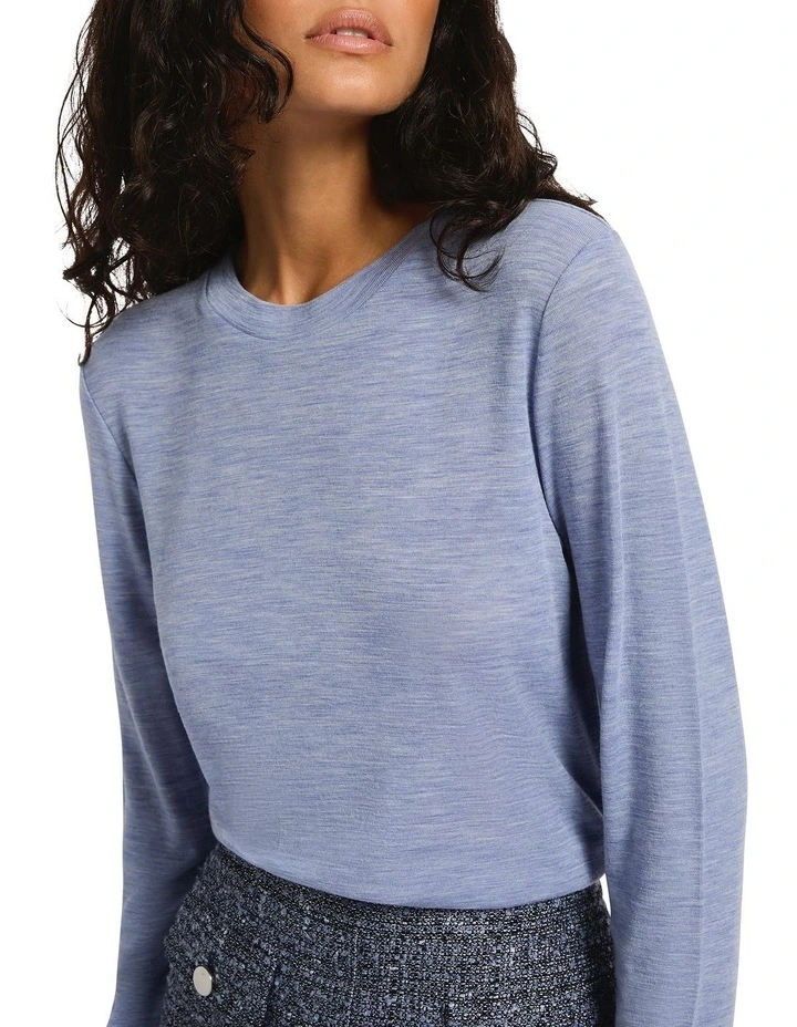Bambi Longsleeve Babywool Top in Coastal Blue image 3