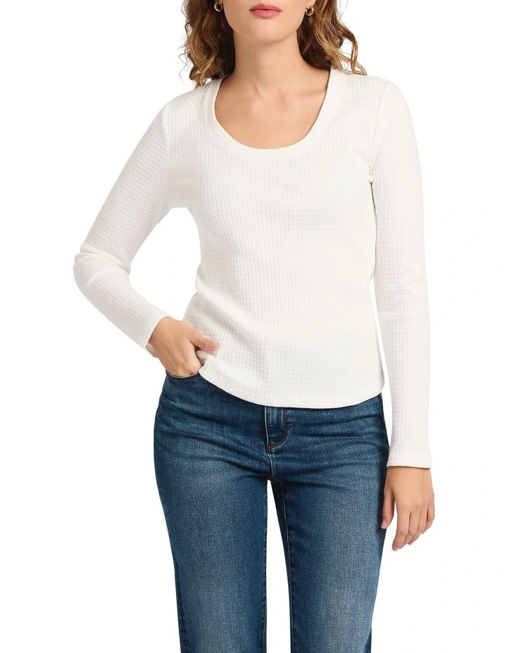 Boom Clap Textured Top in Ivory image 3
