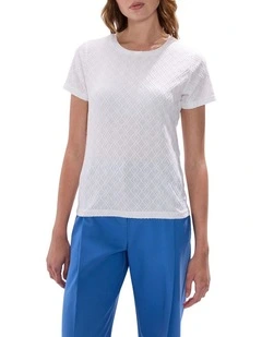 Thea Textured Lace Tee in Ivory