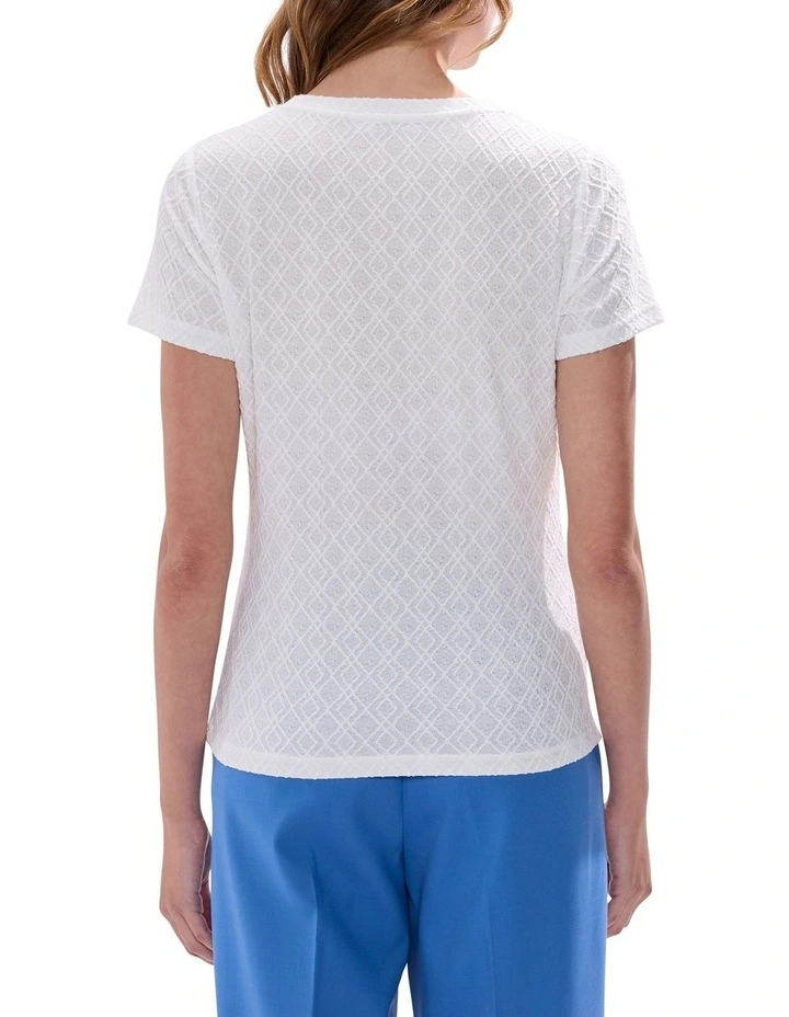 Thea Textured Lace Tee in Ivory image 4