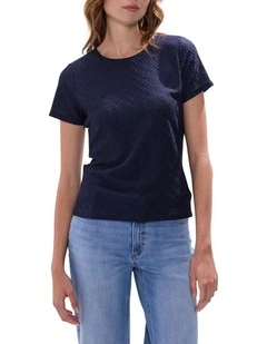 Thea Textured Lace Tee in Midnight