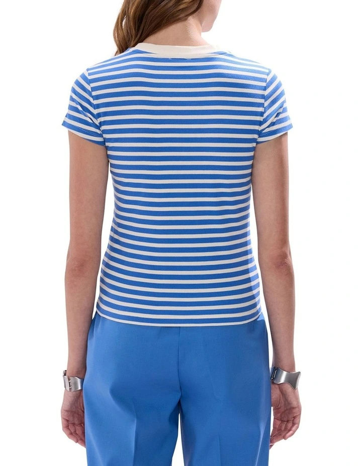 Ress Cotton Rib Tee in Blue Stripe image 4