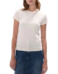 Ress Cotton Rib Tee in Ivory