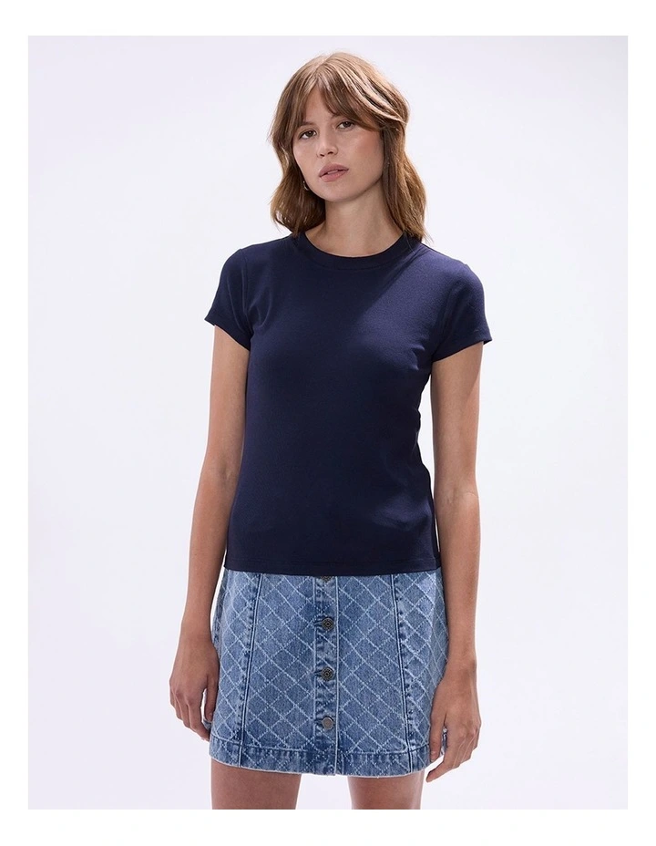 Ress Cotton Rib Tee in Midnight image 3