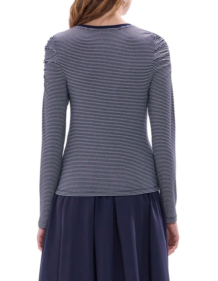 Rita Long Sleeve Top in Navy Stripe image 4