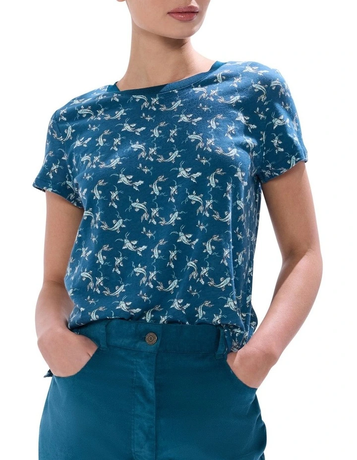 About A Koi Tee in Teal Multi image 1