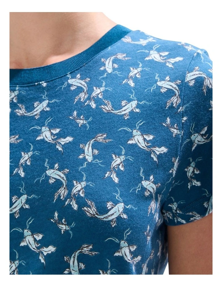 About A Koi Tee in Teal Multi image 3