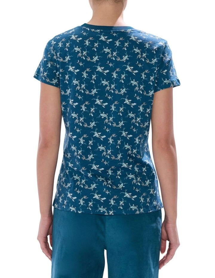 About A Koi Tee in Teal Multi image 4