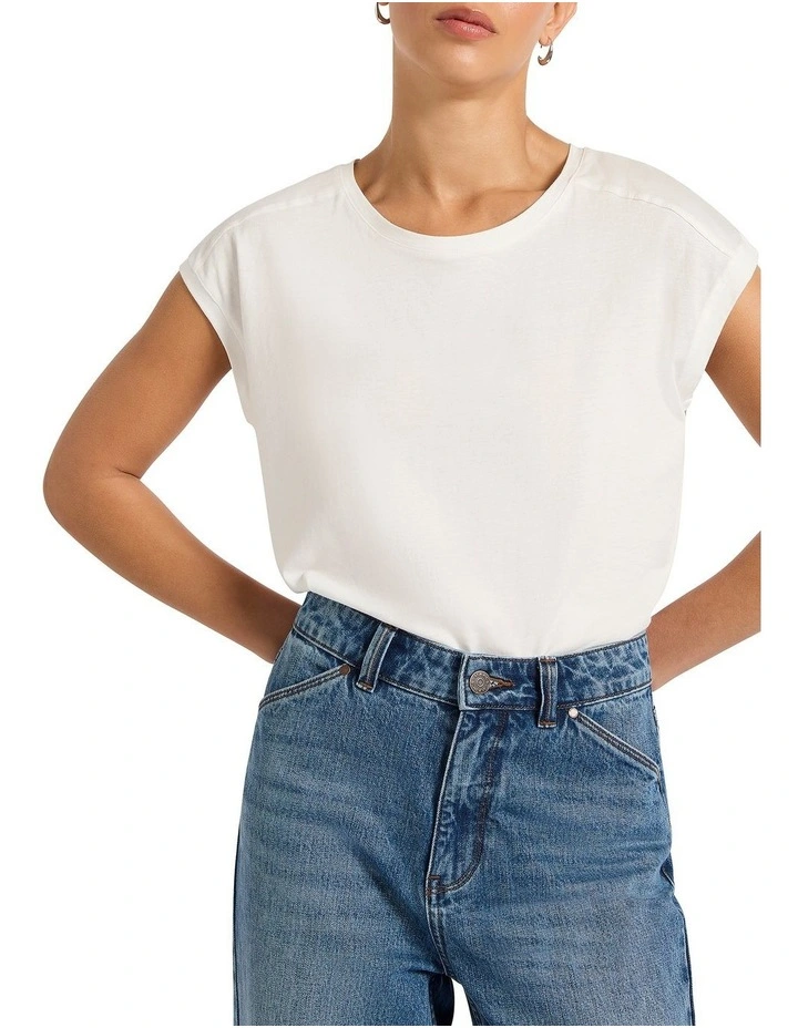 Martie Mercerised Cotton Tee in White image 1