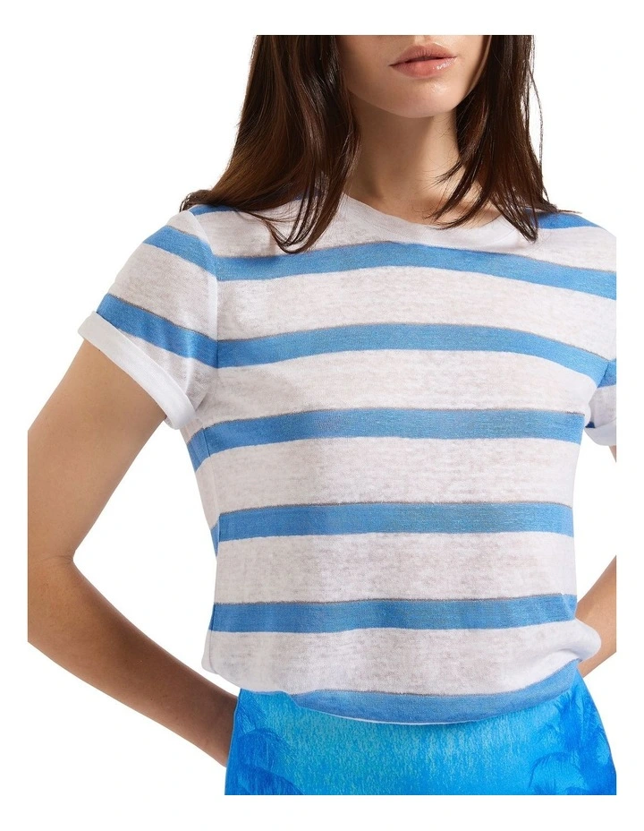 Cecillia Stripe Tee in Blue Stripe image 4
